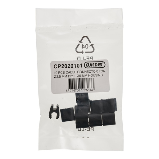 [001167] ELVEDES - Cable clips duo negro  5,0mm / 2,5mm (DI2) plastic  (bolsa 10x) - CP2020101